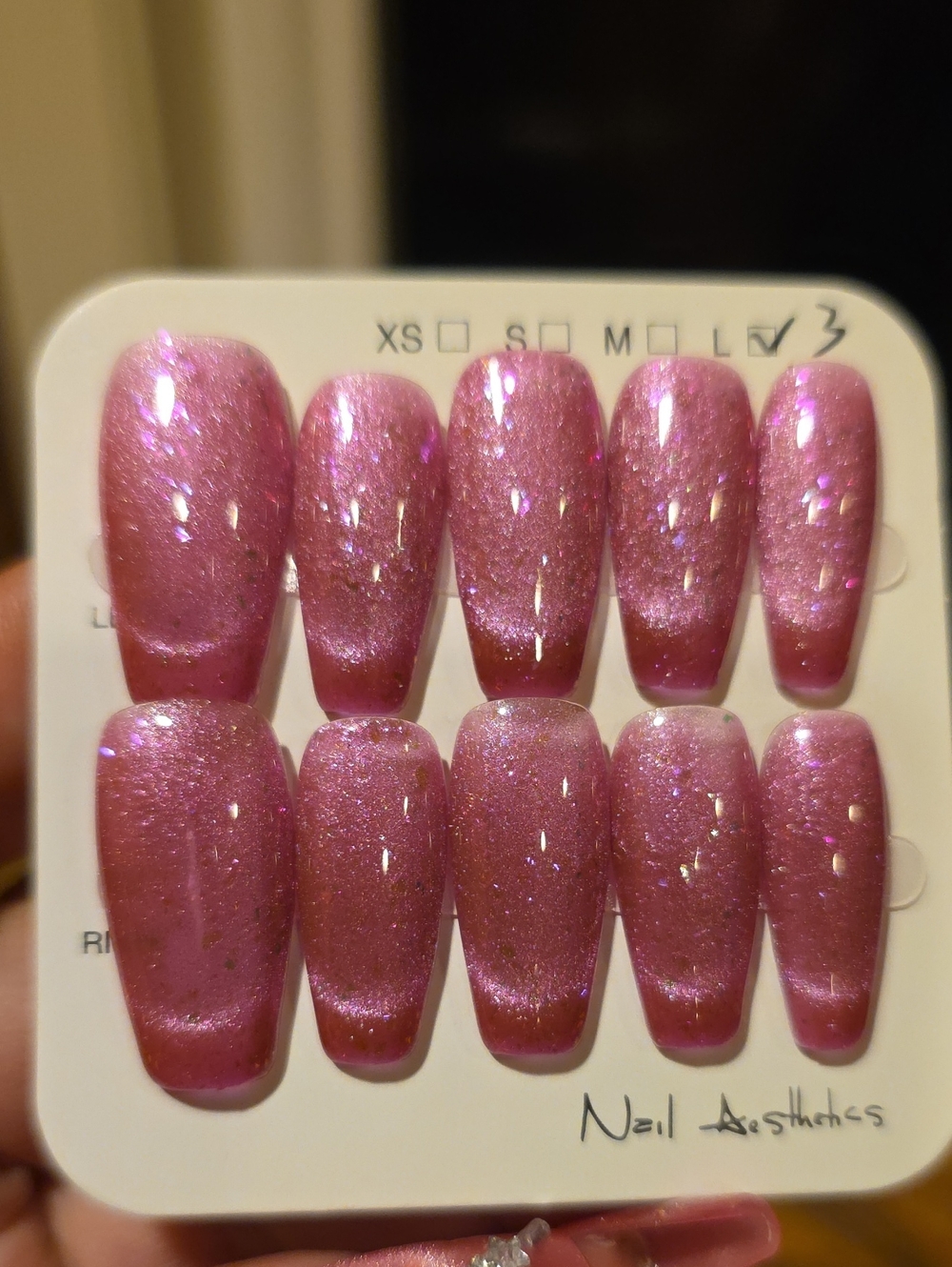 Pink Sparkle Press-On Nails Size Large